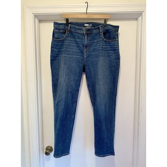 Old Navy Jeans Mid Rise Boyfriend Crop Womens Size 16 Teri Medium Wash Stretch - Picture 1 of 7